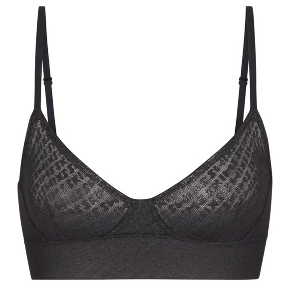 NWT SKIMS Logo mesh triangle bralette in the color Onyx foil!! Size xxs - Picture 1 of 6